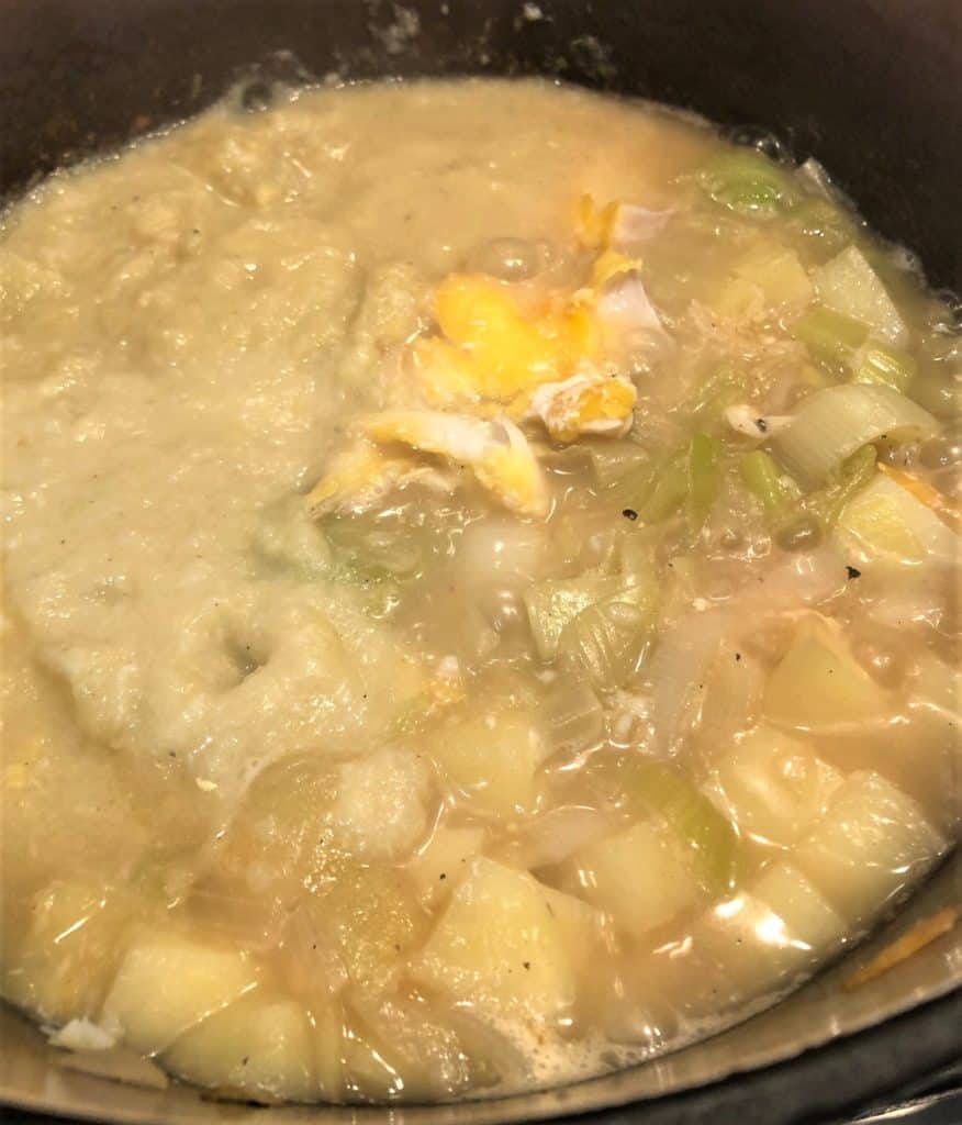 potatoes leeks haddock in pan