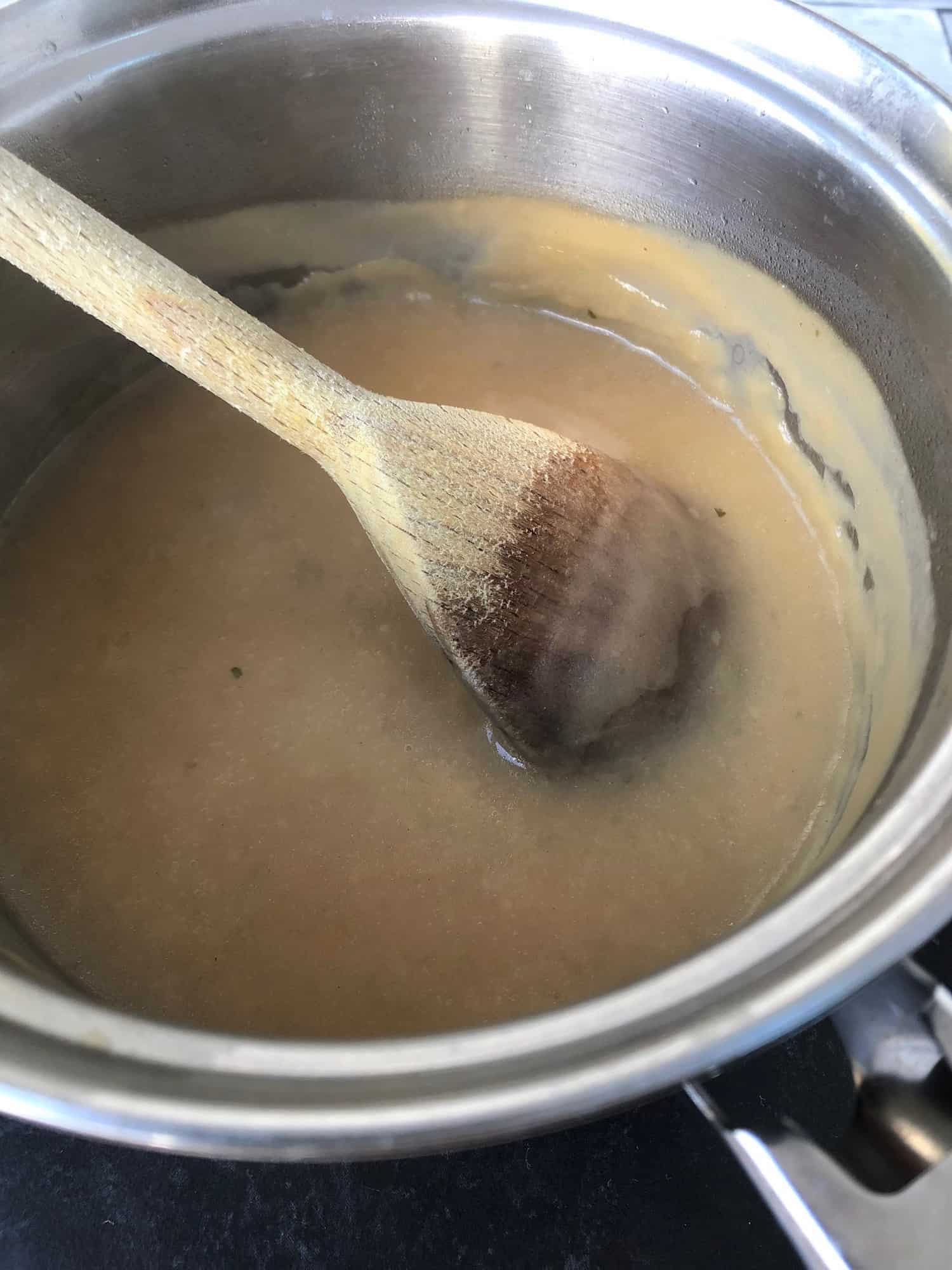 gravy in pan