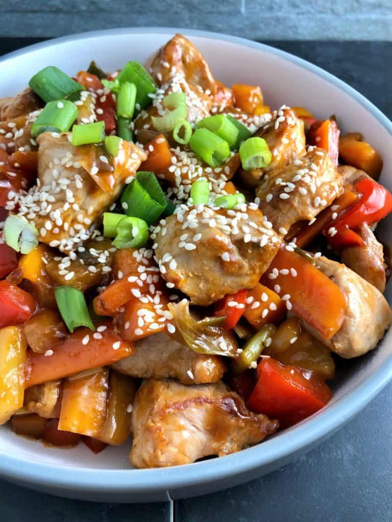 Sweet and Sour Pork with sesame seeds