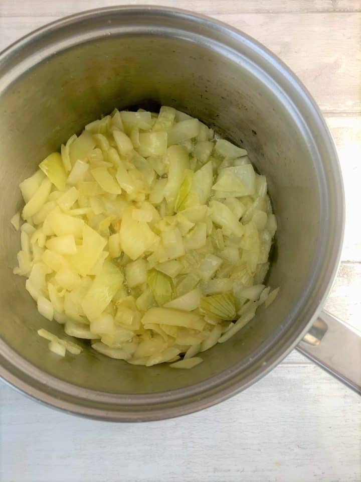 diced onions frying in butter